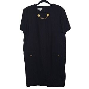 Vintage Depeche Mode S 12 Black Dress With Gold Buttons Dark Academia Nautical